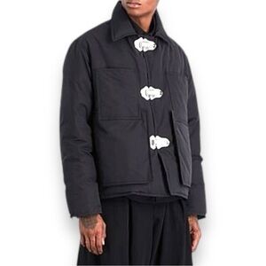 Craig Green Clasp-detail Down Feather Cotton-blend Jacket In Black AW2017 AW17